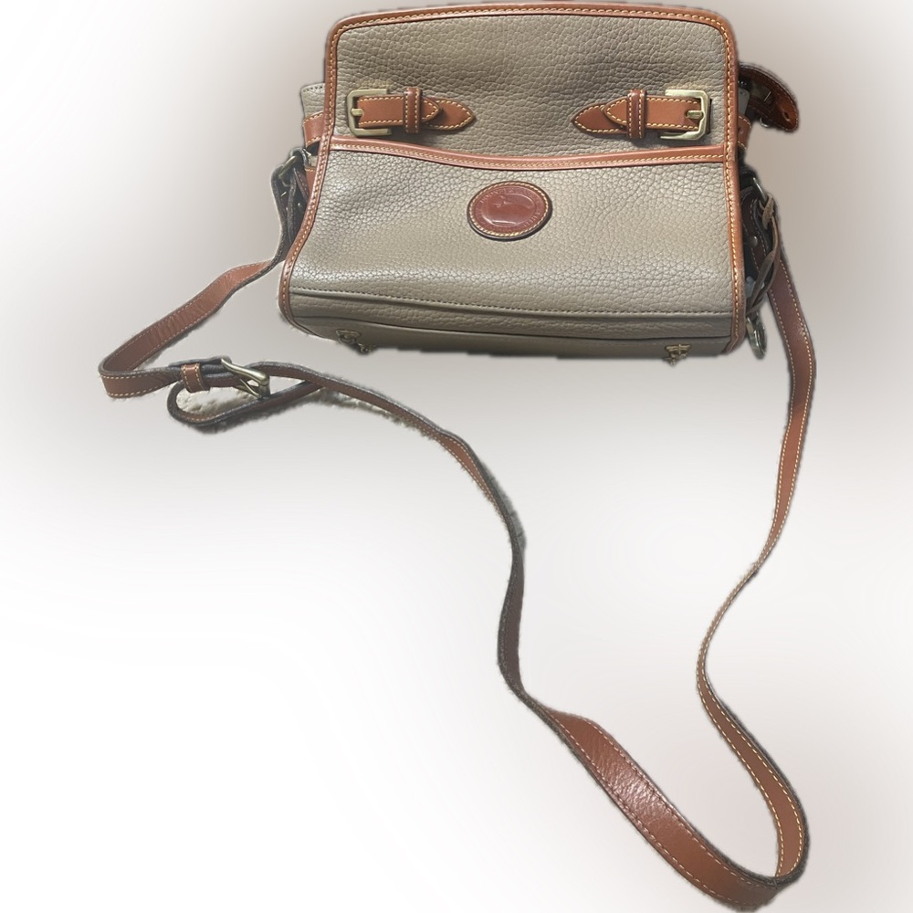 Dooney and Bourke Vintage Toupe and Tan and Leather Crossbody Purse